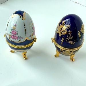 🆕Set of Asian decorative egg cobalt blue trinkets